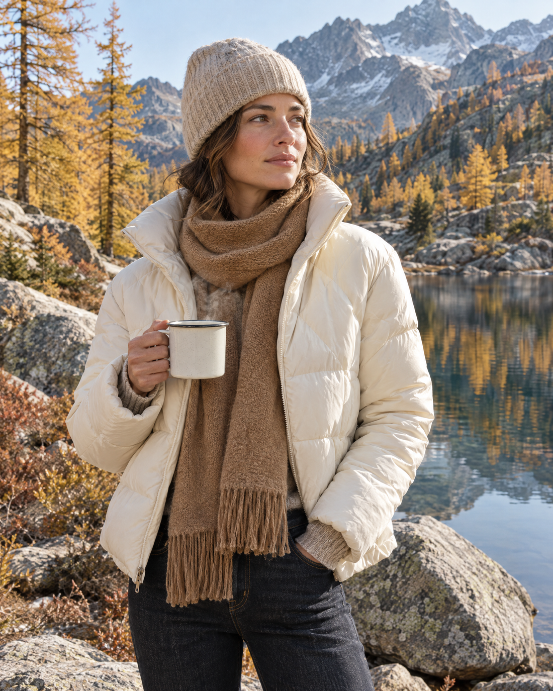 Cream puffer by the lake